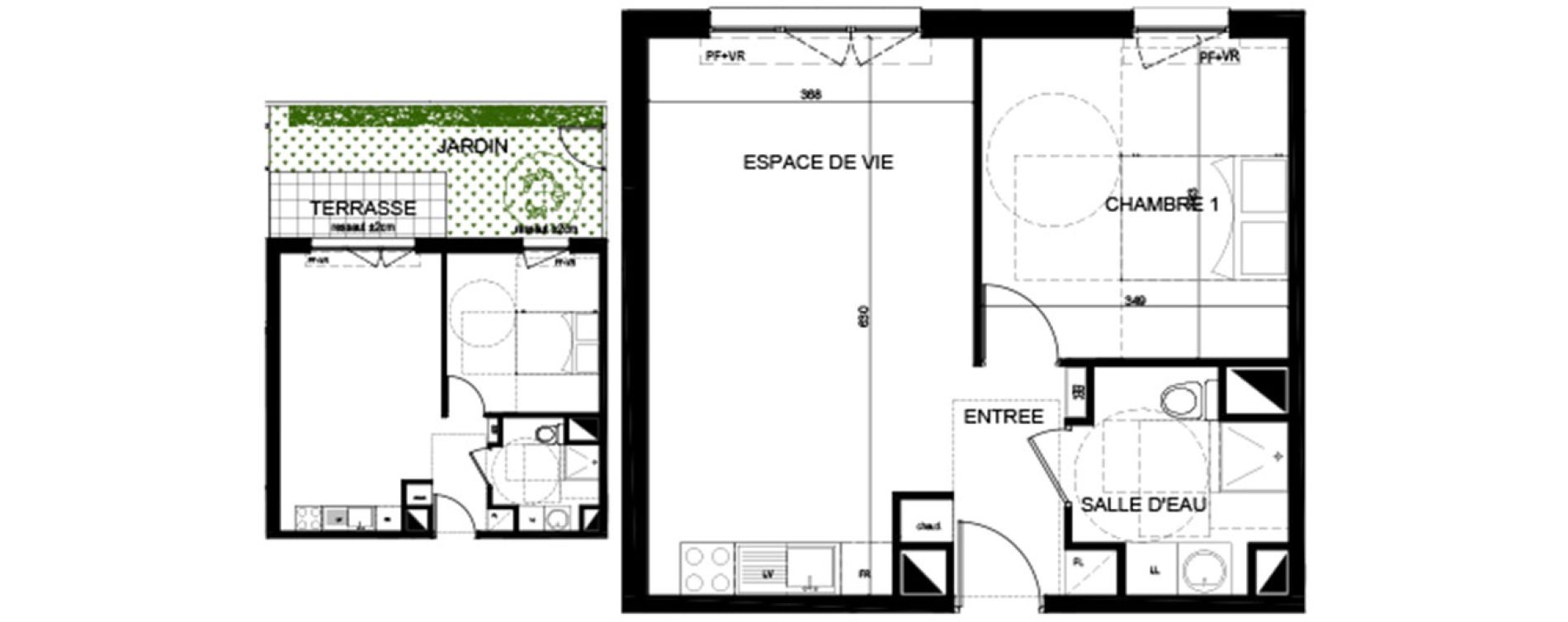 Appartement T2 de 43,40 m2 &agrave; Lognes Centre