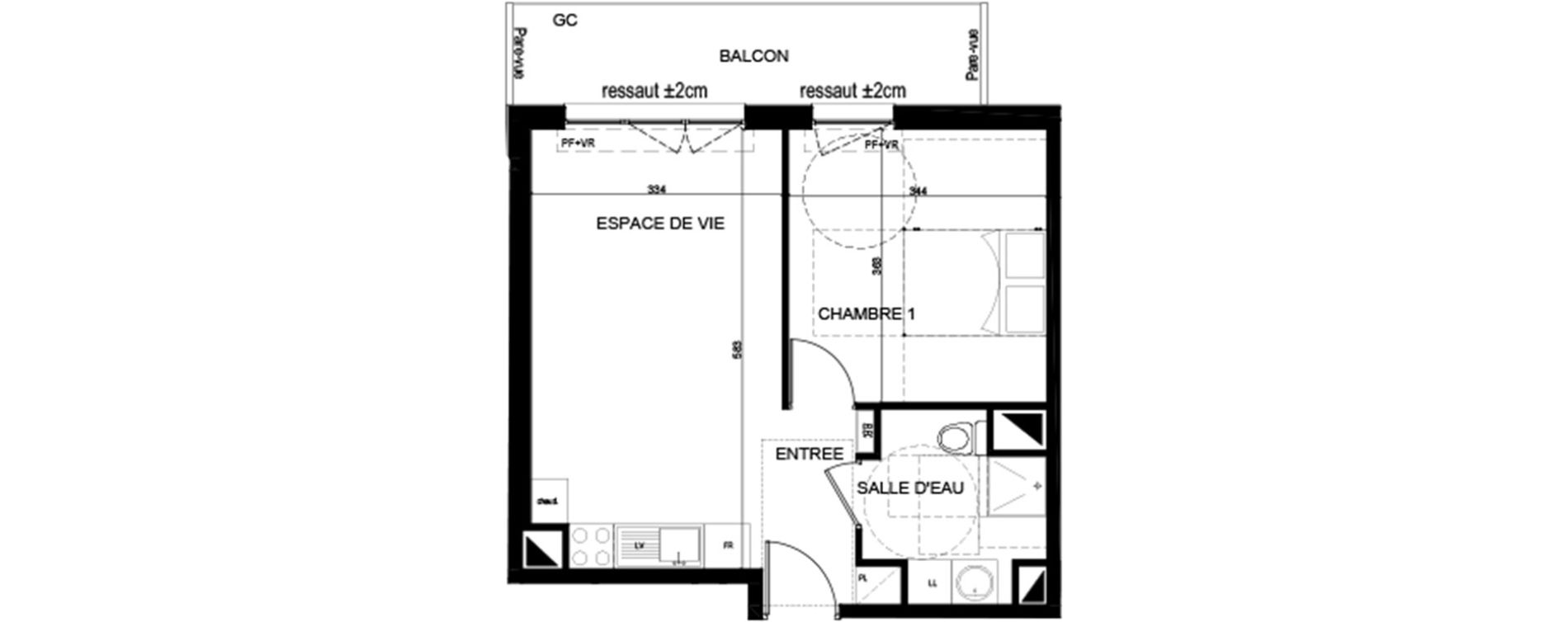 Appartement T2 de 39,90 m2 &agrave; Lognes Centre