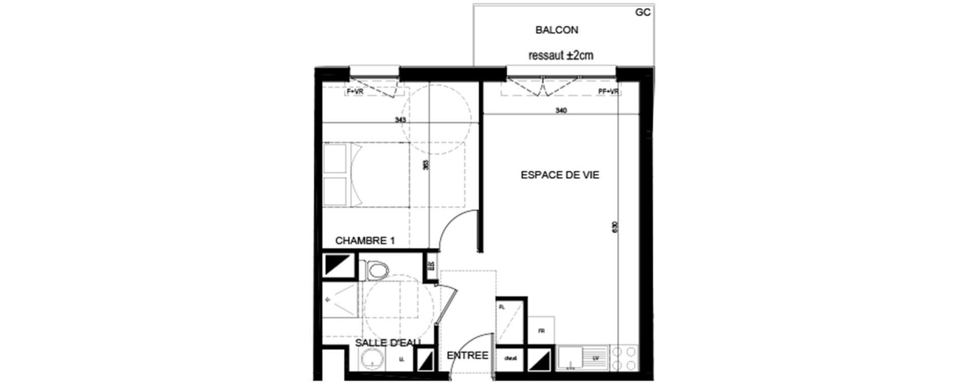 Appartement T2 de 40,90 m2 &agrave; Lognes Centre