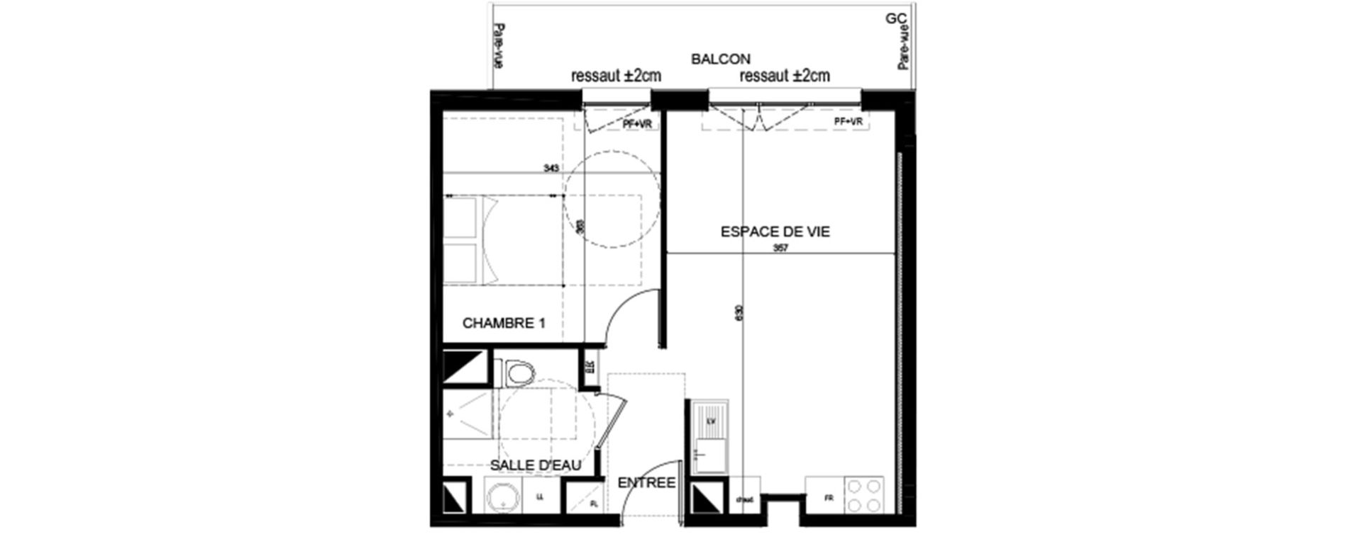Appartement T2 de 41,80 m2 &agrave; Lognes Centre