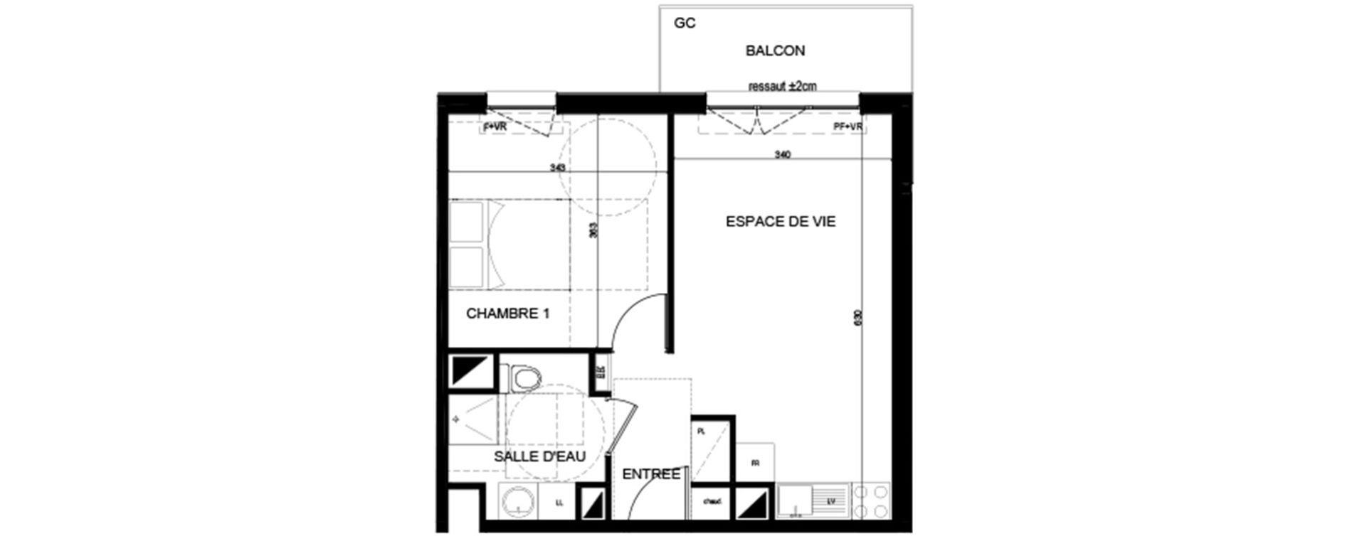 Appartement T2 de 40,90 m2 à Lognes Centre