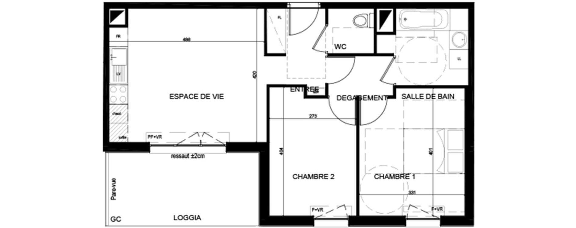 Appartement T3 de 58,70 m2 &agrave; Lognes Centre