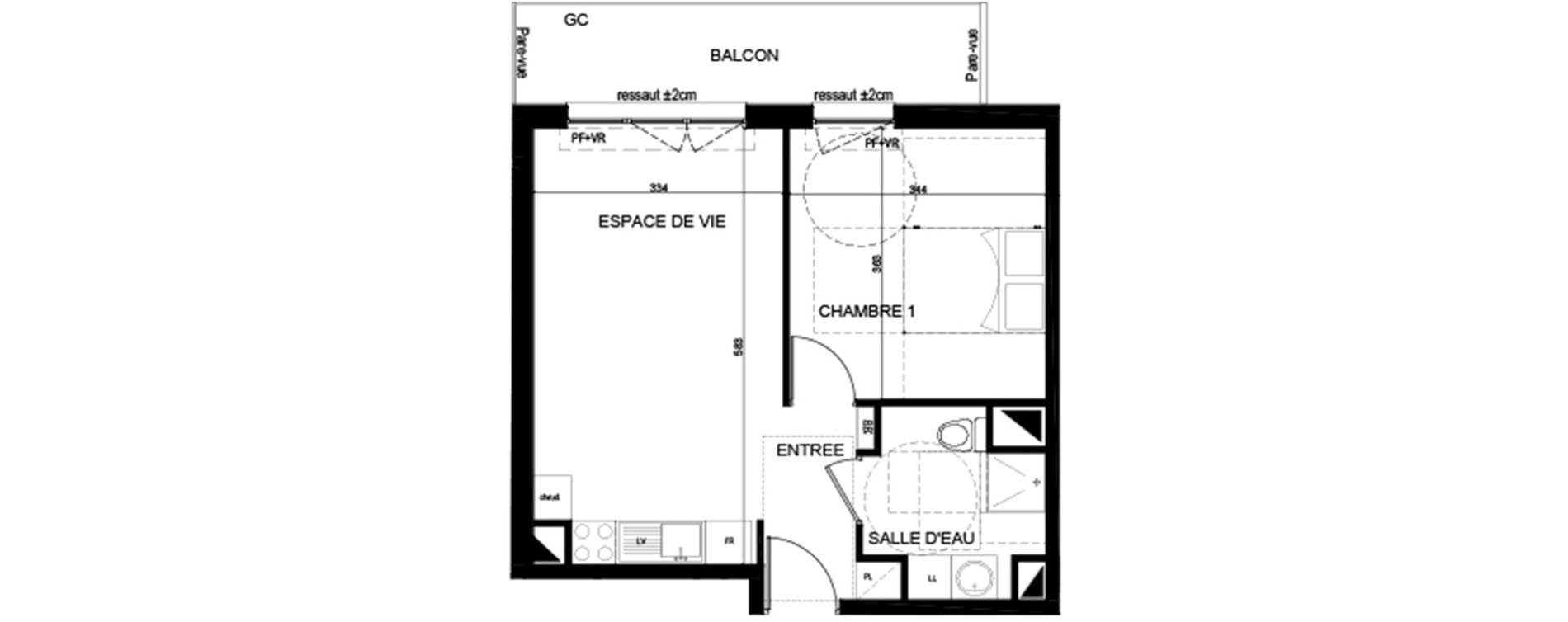 Appartement T2 de 39,90 m2 &agrave; Lognes Centre