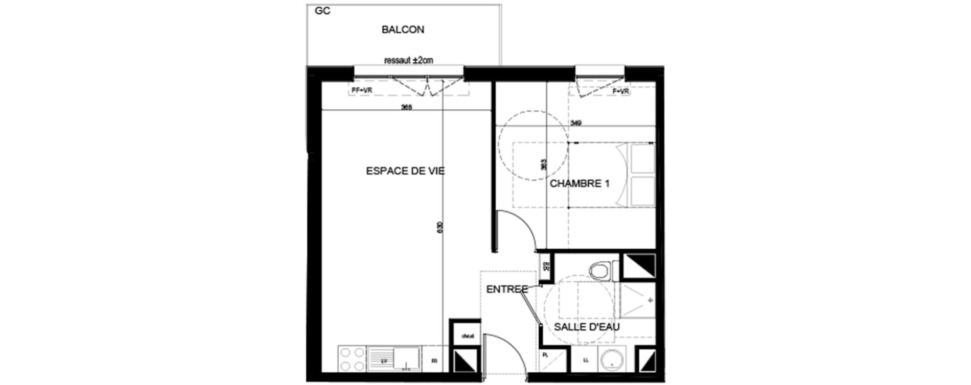 Appartement T2 de 43,30 m2 &agrave; Lognes Centre