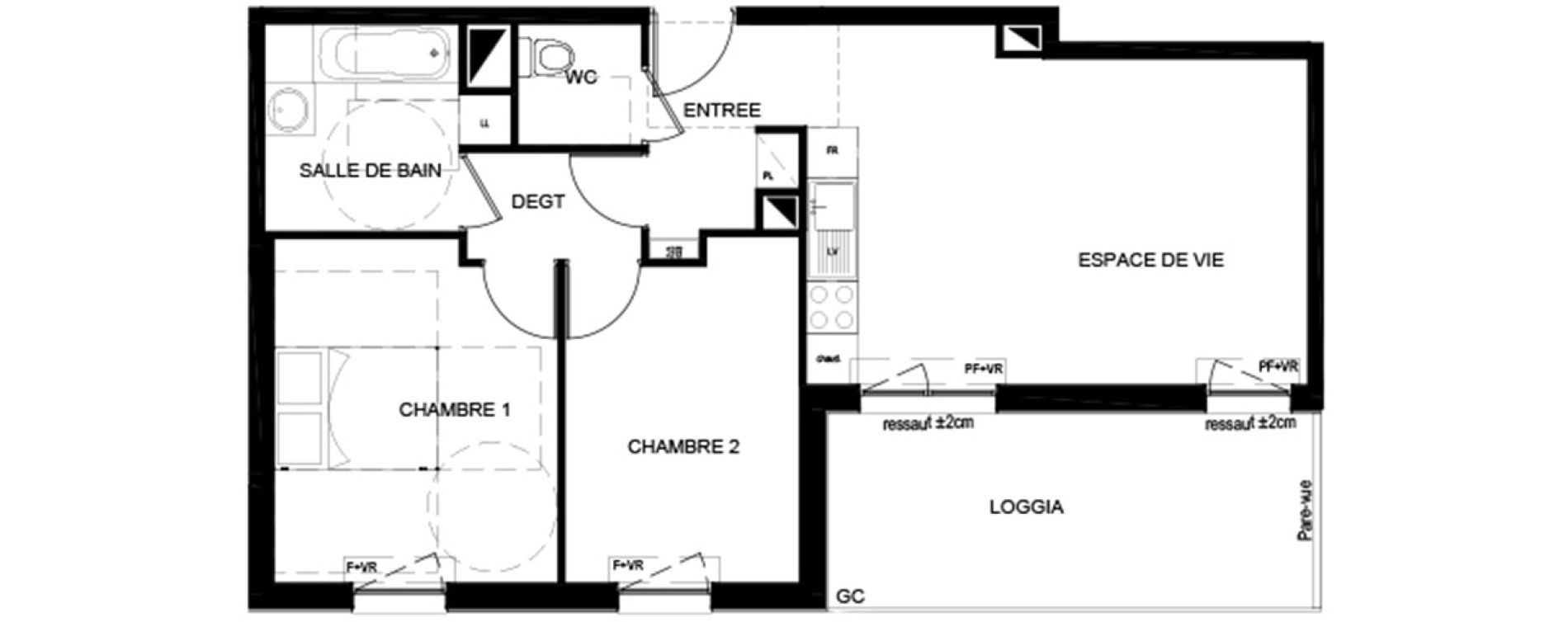 Appartement T3 de 61,40 m2 &agrave; Lognes Centre
