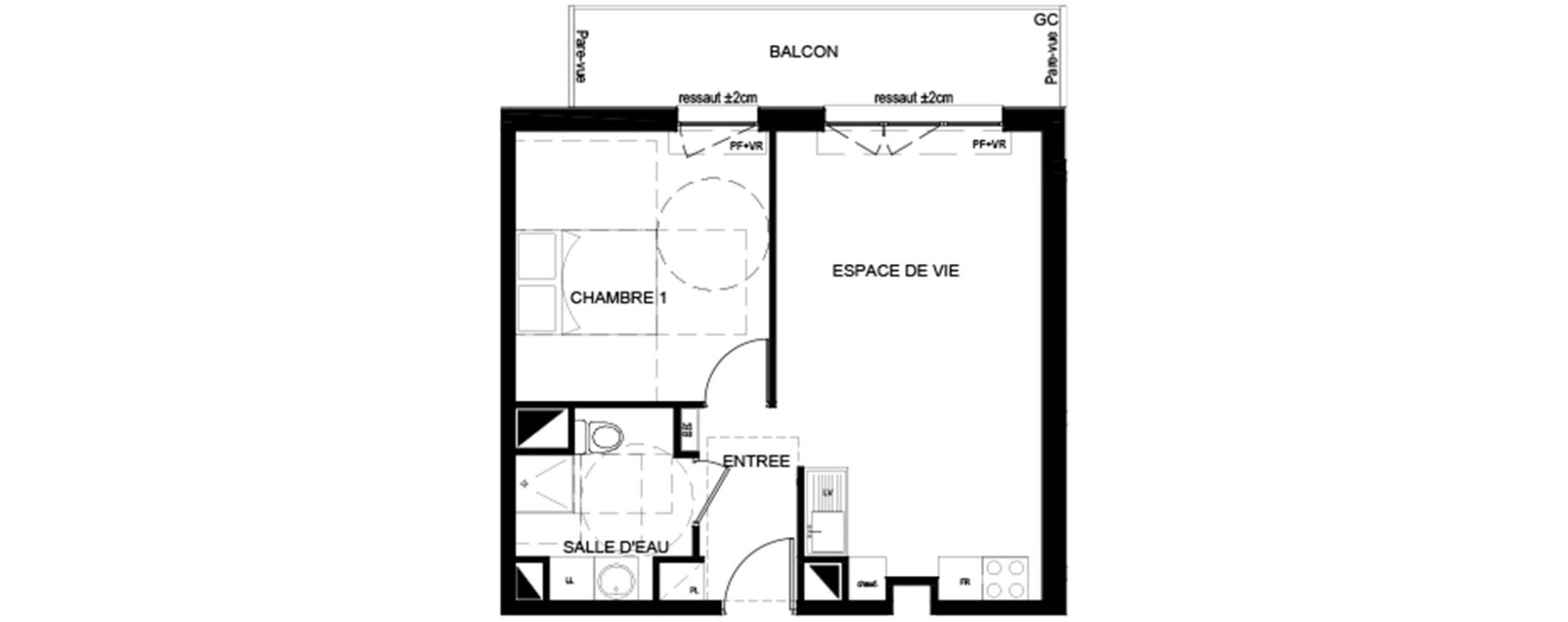 Appartement T2 de 42,00 m2 &agrave; Lognes Centre