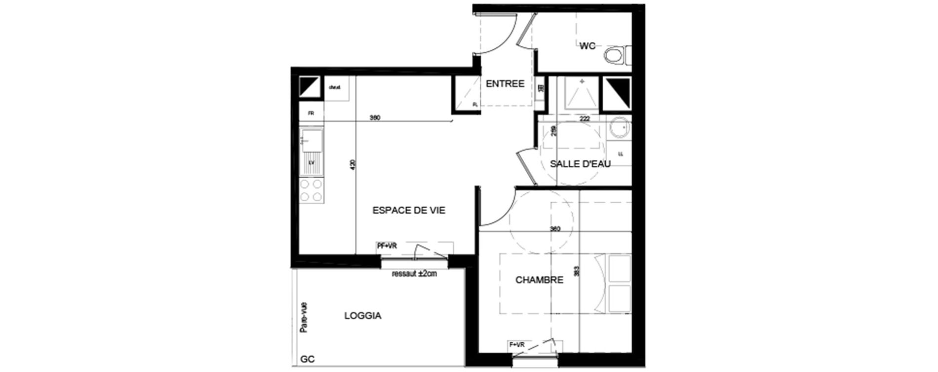 Appartement T2 de 44,30 m2 &agrave; Lognes Centre