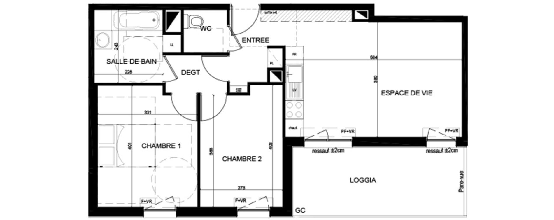 Appartement T3 de 61,40 m2 à Lognes Centre