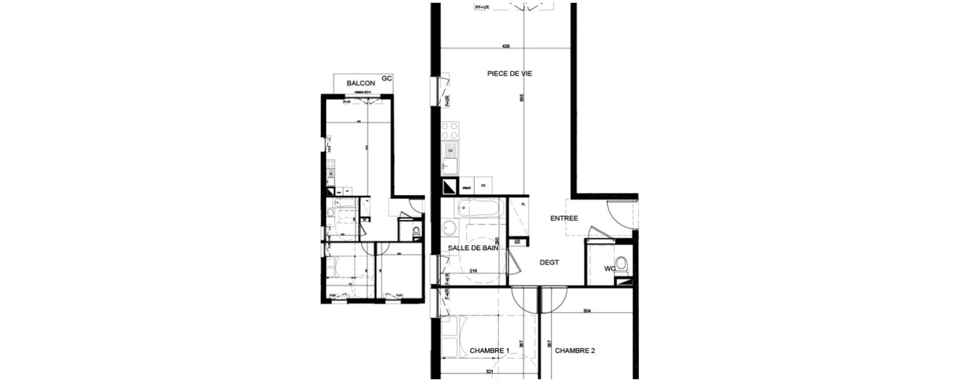 Appartement T3 de 67,10 m2 &agrave; Lognes Centre