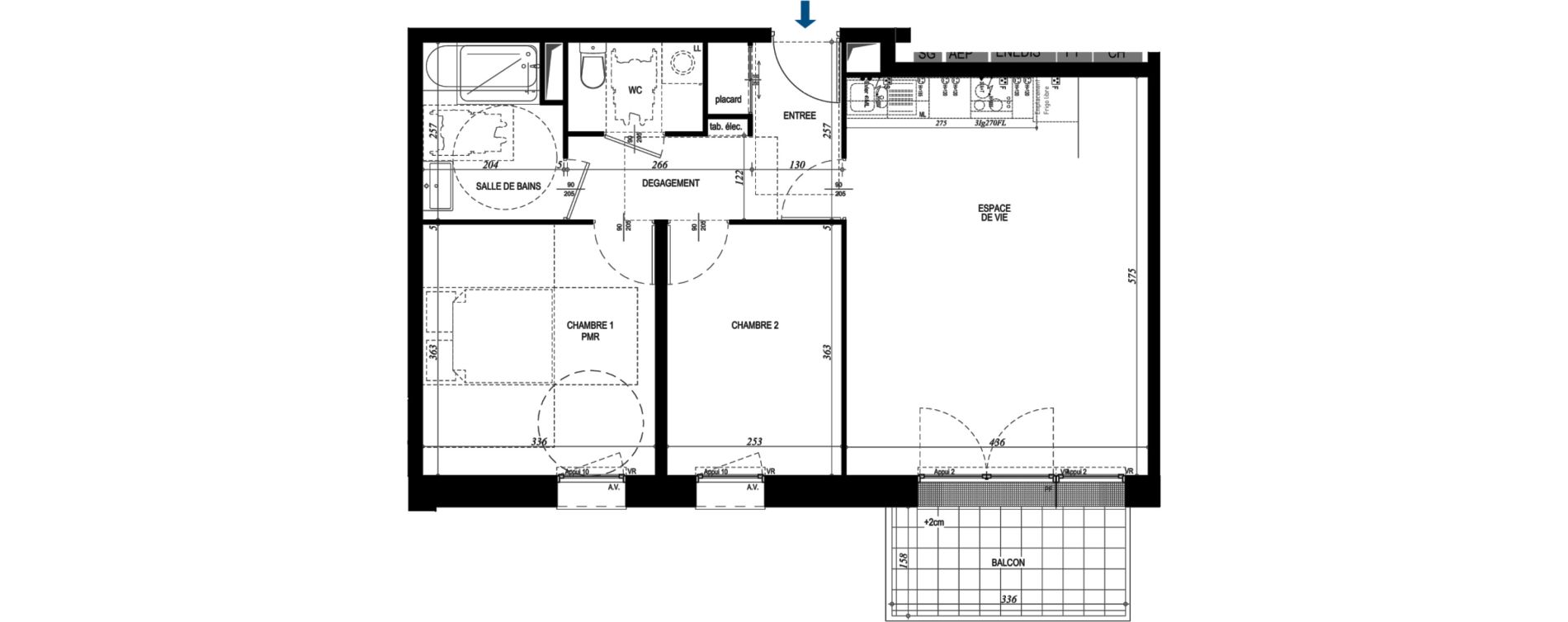 Appartement T3 de 61,41 m2 &agrave; Magny-Le-Hongre Centre