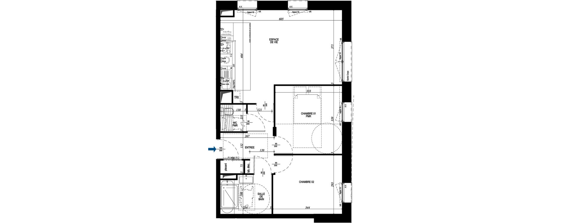 Appartement T3 de 59,50 m2 &agrave; Magny-Le-Hongre Centre