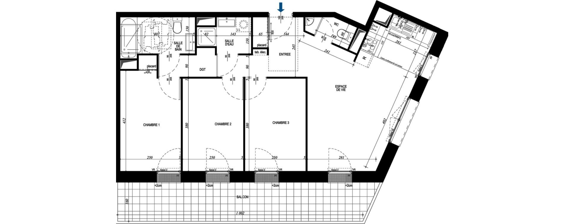 Appartement T4 de 70,77 m2 &agrave; Magny-Le-Hongre Centre