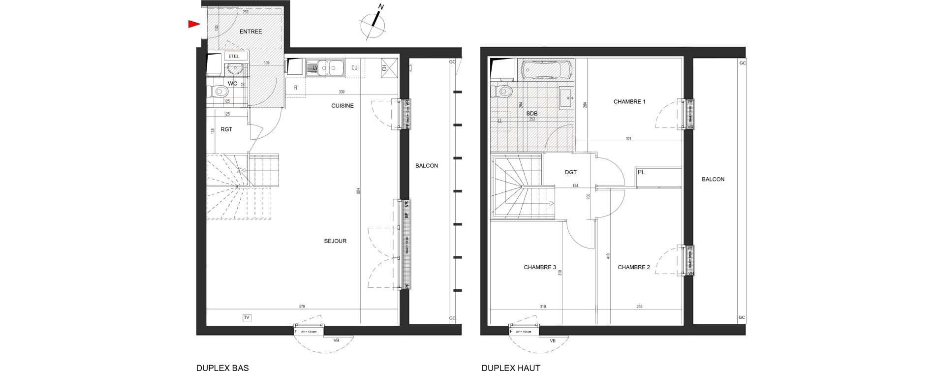 Duplex T4 de 86,63 m2 &agrave; Magny-Le-Hongre Centre