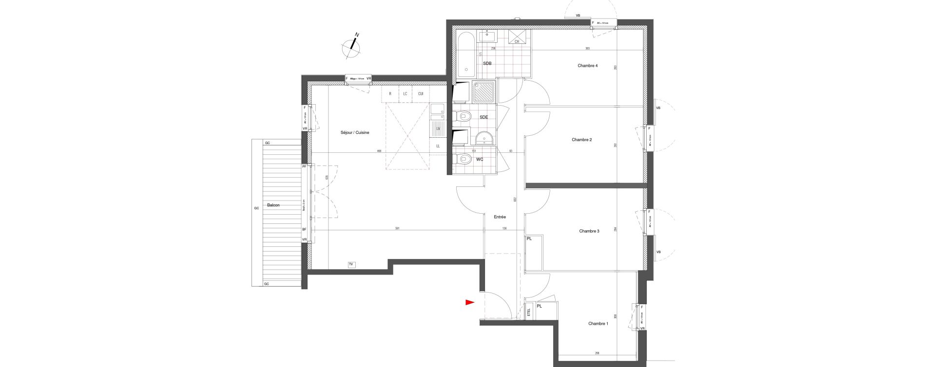 Appartement T5 de 92,59 m2 &agrave; Magny-Le-Hongre Centre