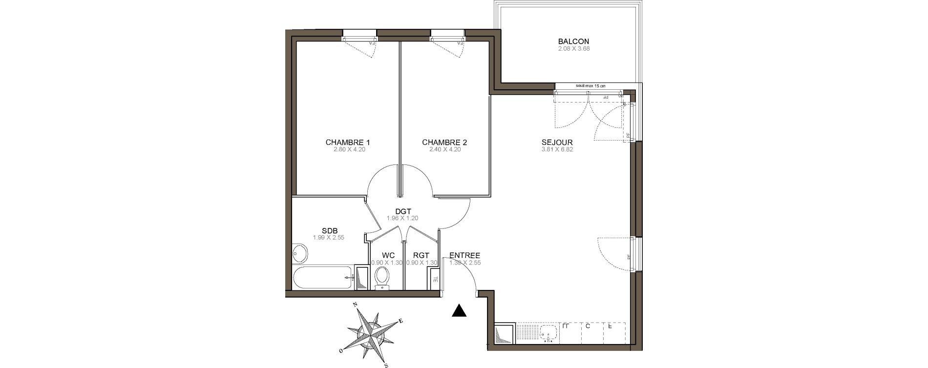 Appartement T3 de 60,32 m2 &agrave; Meaux Beauval
