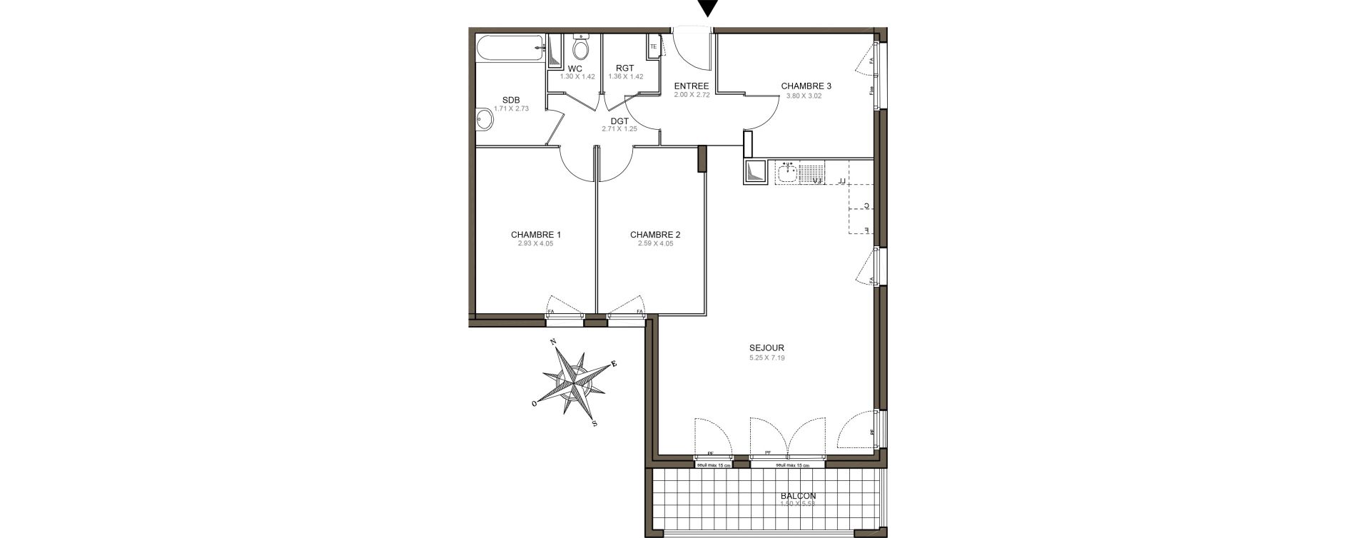 Appartement T4 de 81,59 m2 &agrave; Meaux Beauval