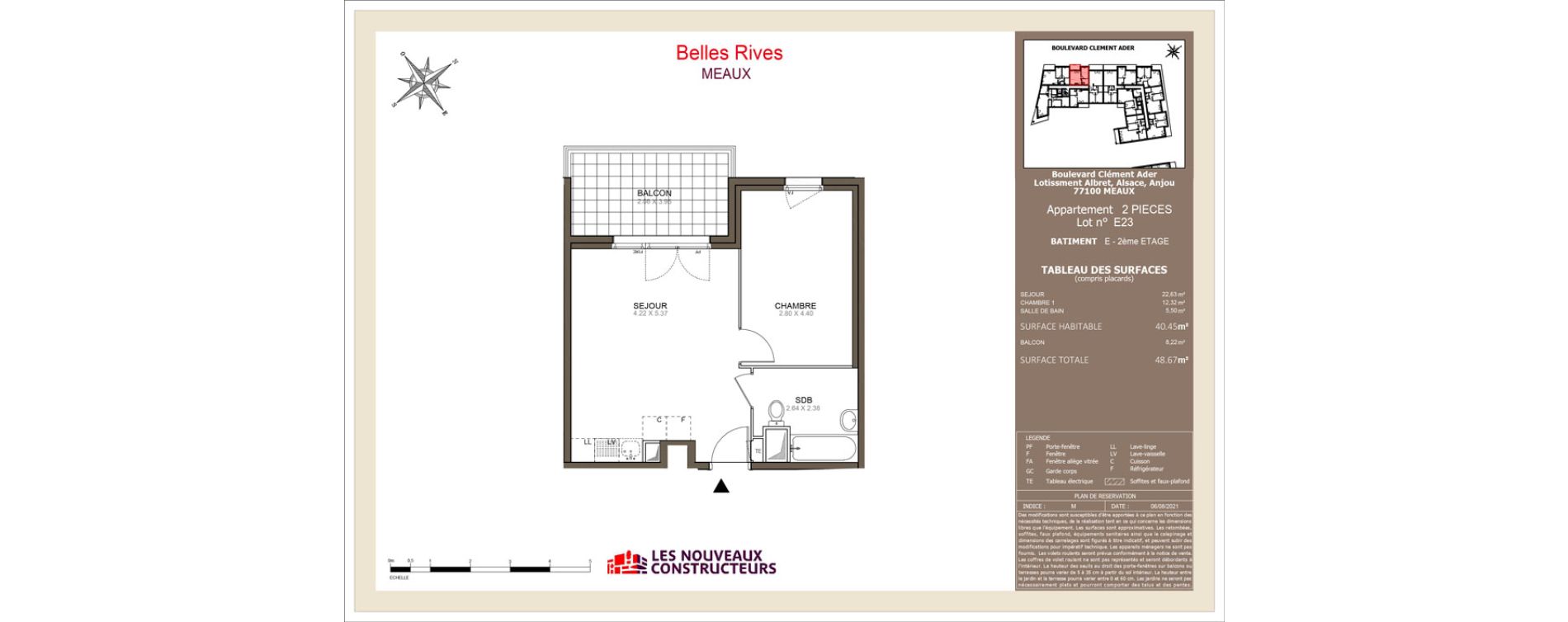 Appartement T2 de 40,45 m2 &agrave; Meaux Beauval