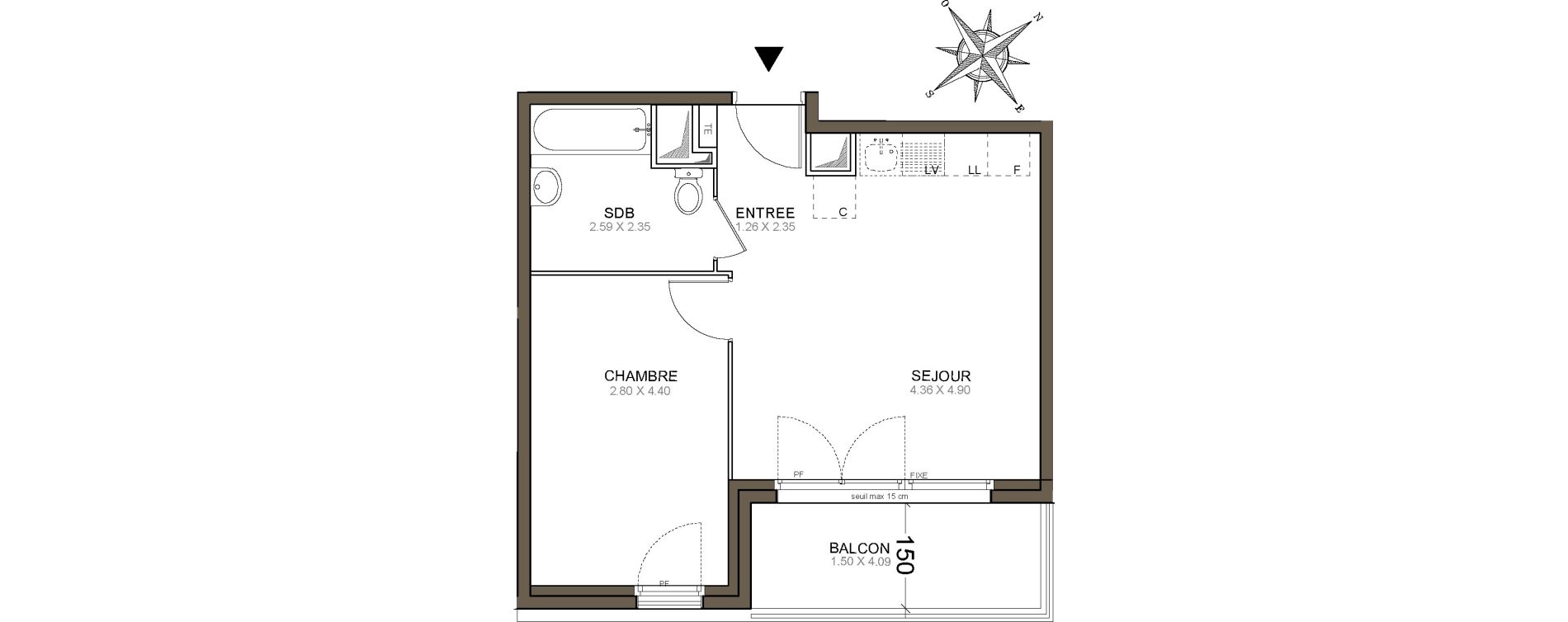 Appartement T2 de 39,47 m2 &agrave; Meaux Beauval