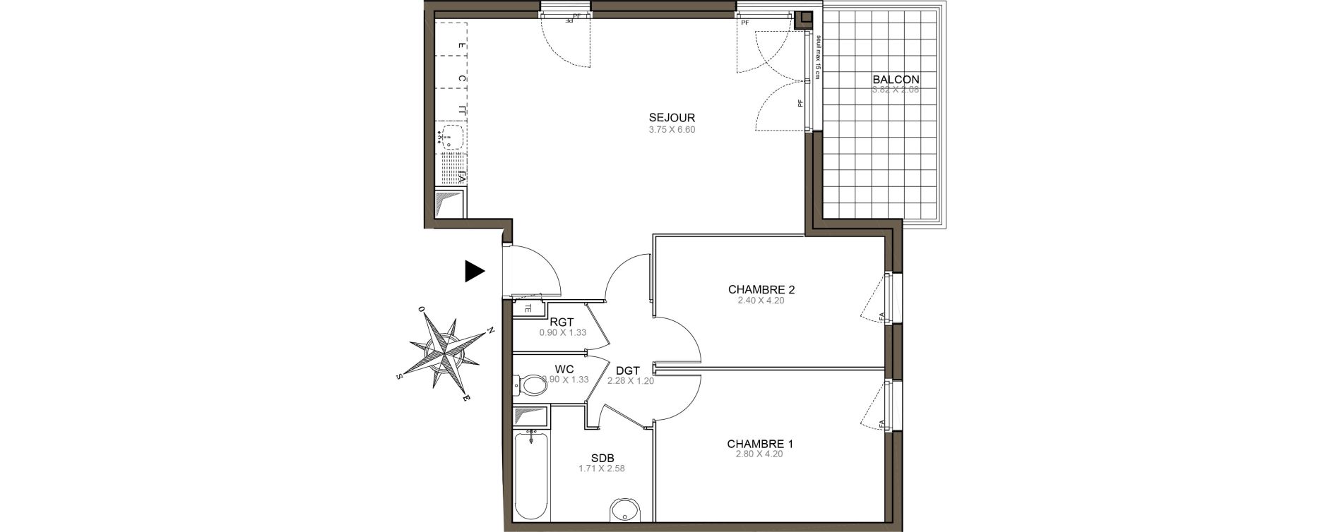 Appartement T3 de 60,61 m2 &agrave; Meaux Beauval