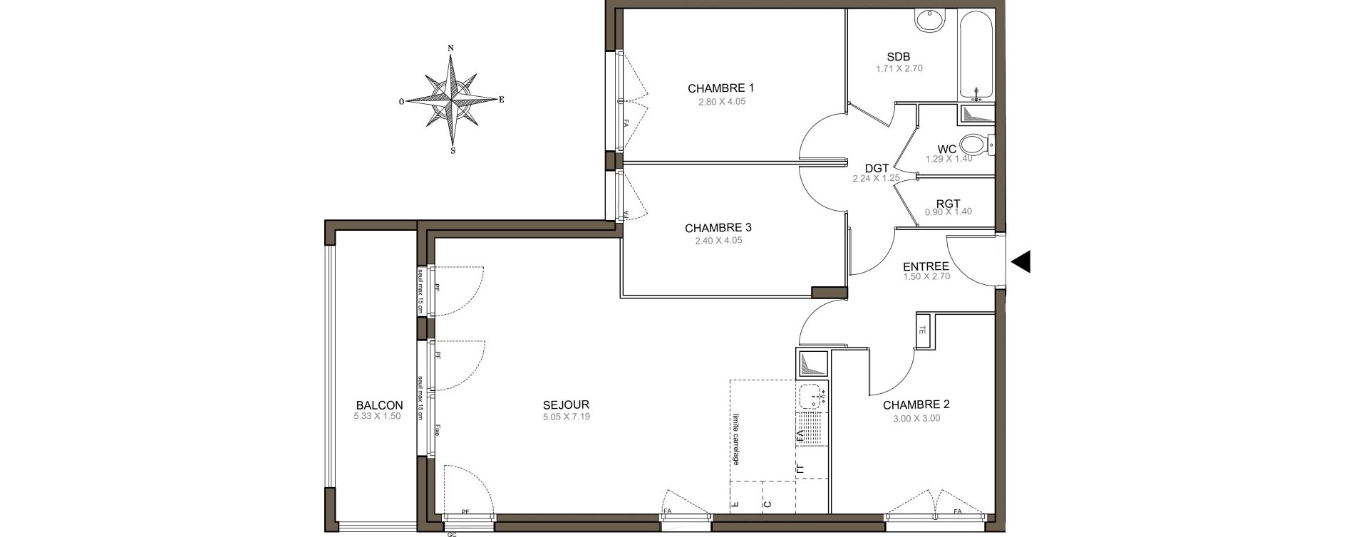 Appartement T4 de 77,79 m2 &agrave; Meaux Beauval