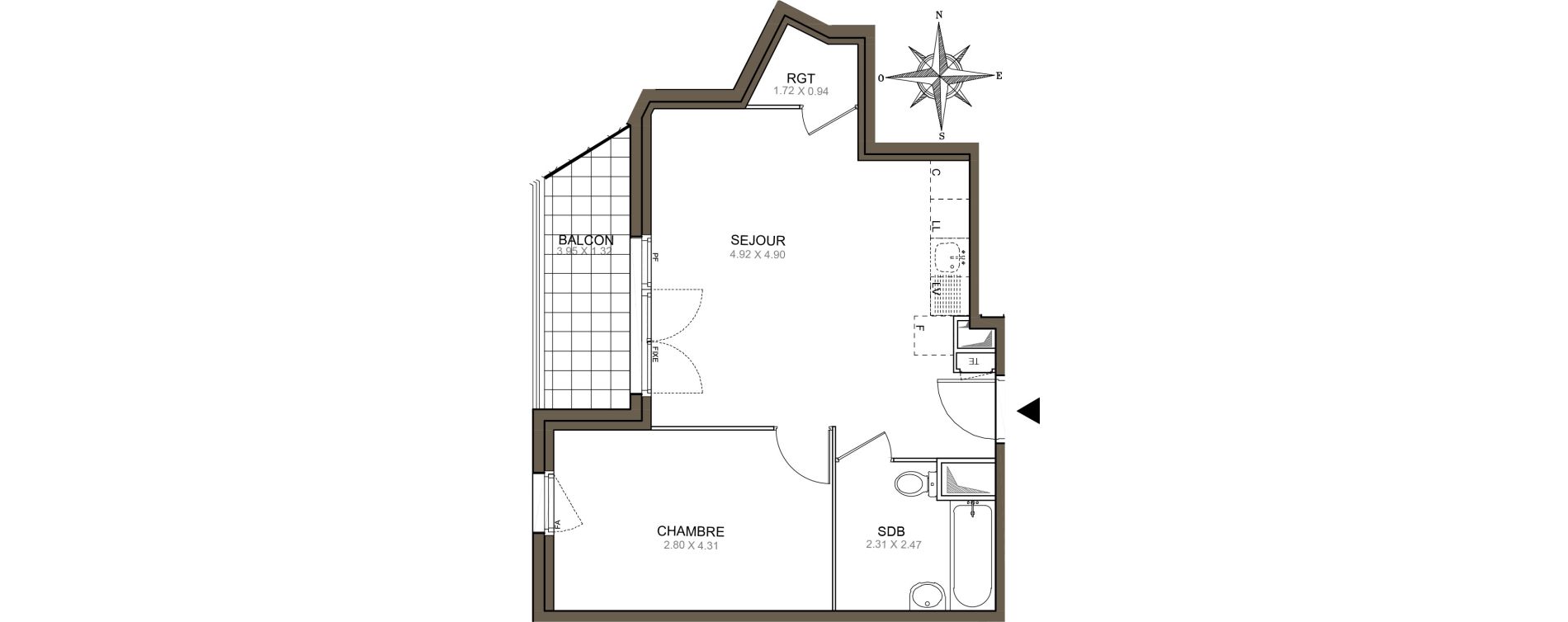 Appartement T2 de 42,94 m2 &agrave; Meaux Beauval