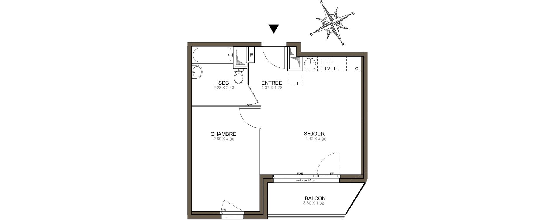 Appartement T2 de 38,47 m2 &agrave; Meaux Beauval