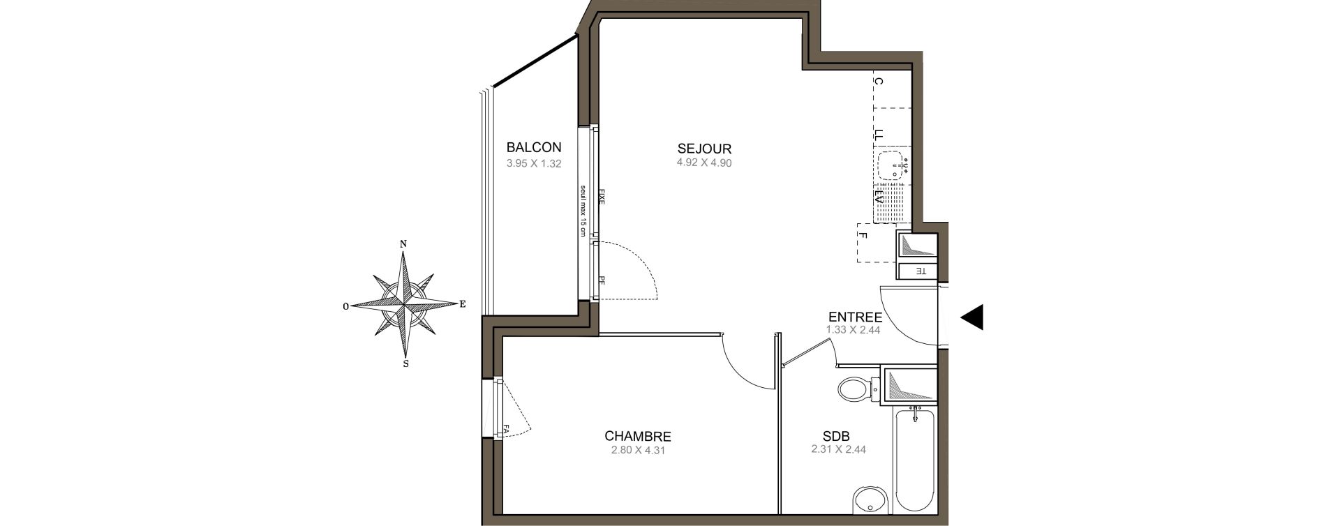 Appartement T2 de 41,25 m2 &agrave; Meaux Beauval