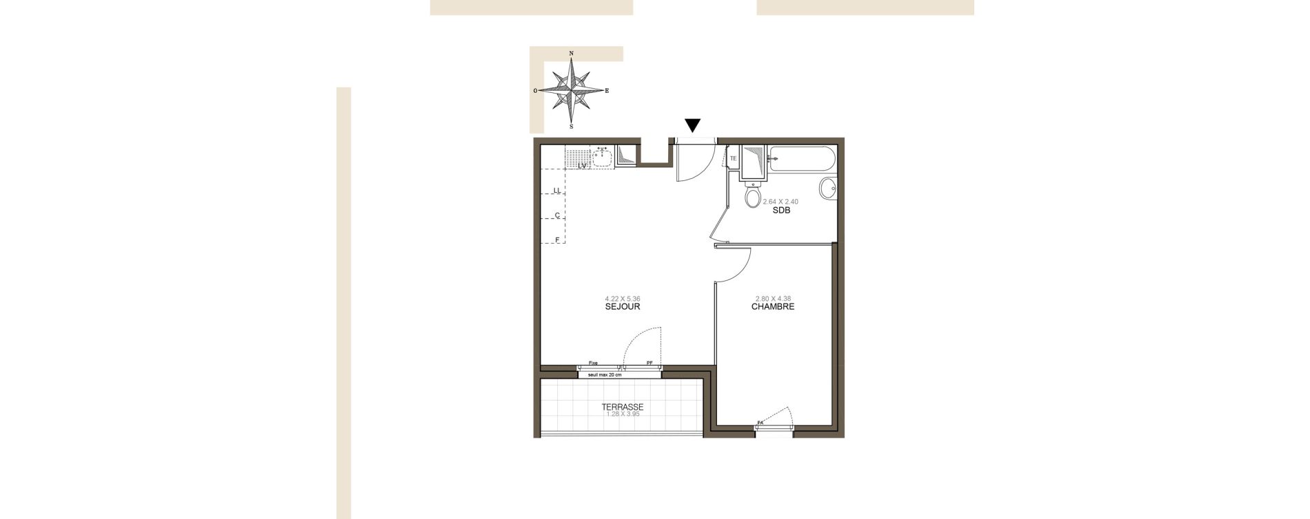 Appartement T2 de 40,40 m2 &agrave; Meaux Beauval