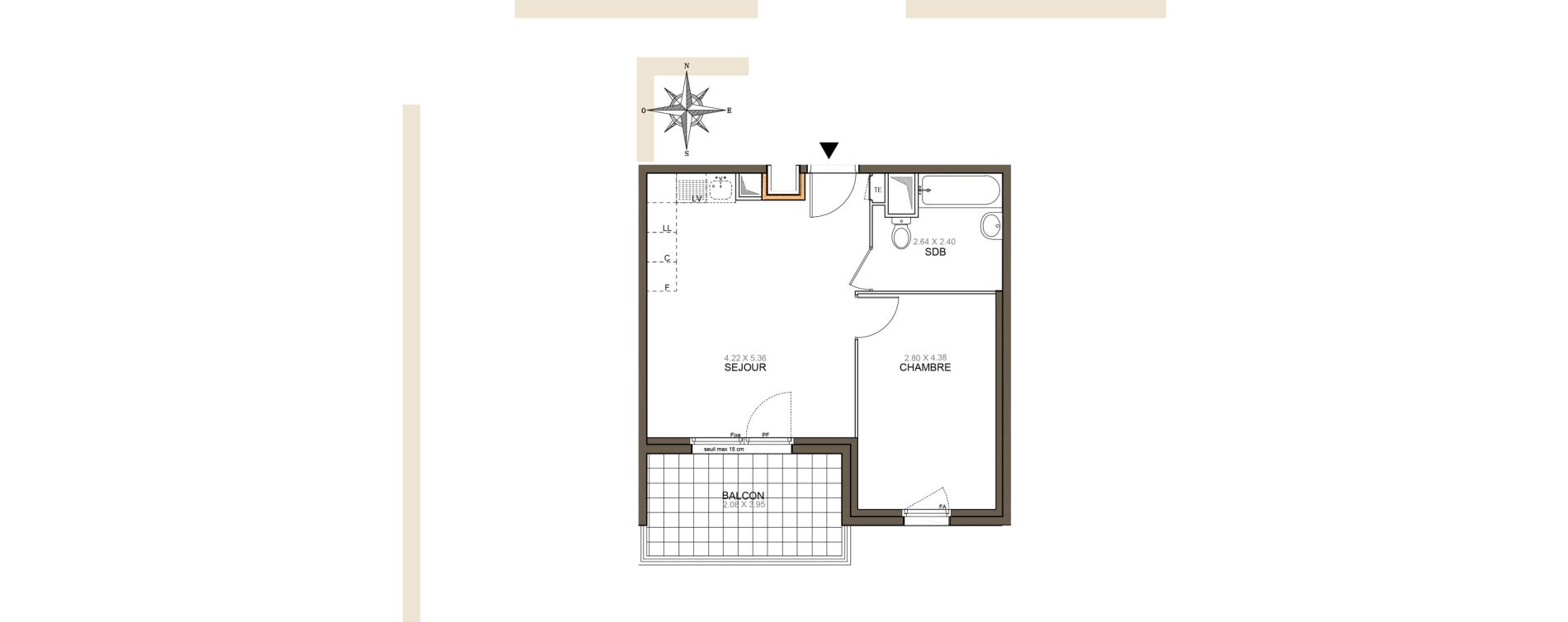 Appartement T2 de 40,39 m2 &agrave; Meaux Beauval