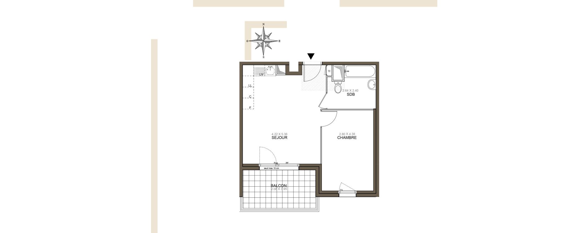 Appartement T2 de 40,39 m2 &agrave; Meaux Beauval