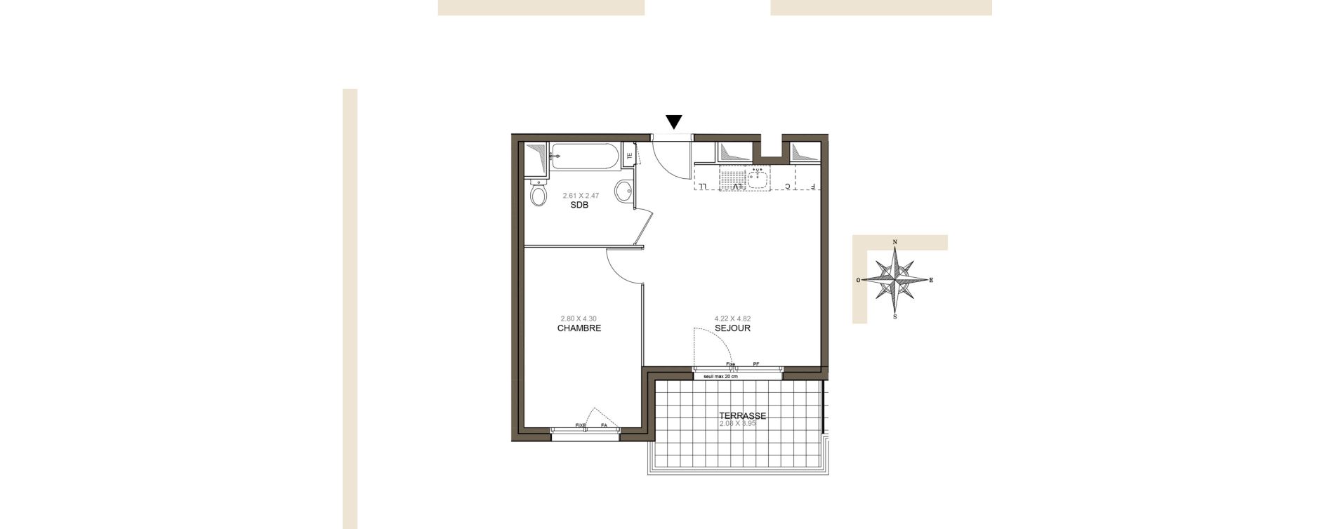 Appartement T2 de 39,46 m2 &agrave; Meaux Beauval