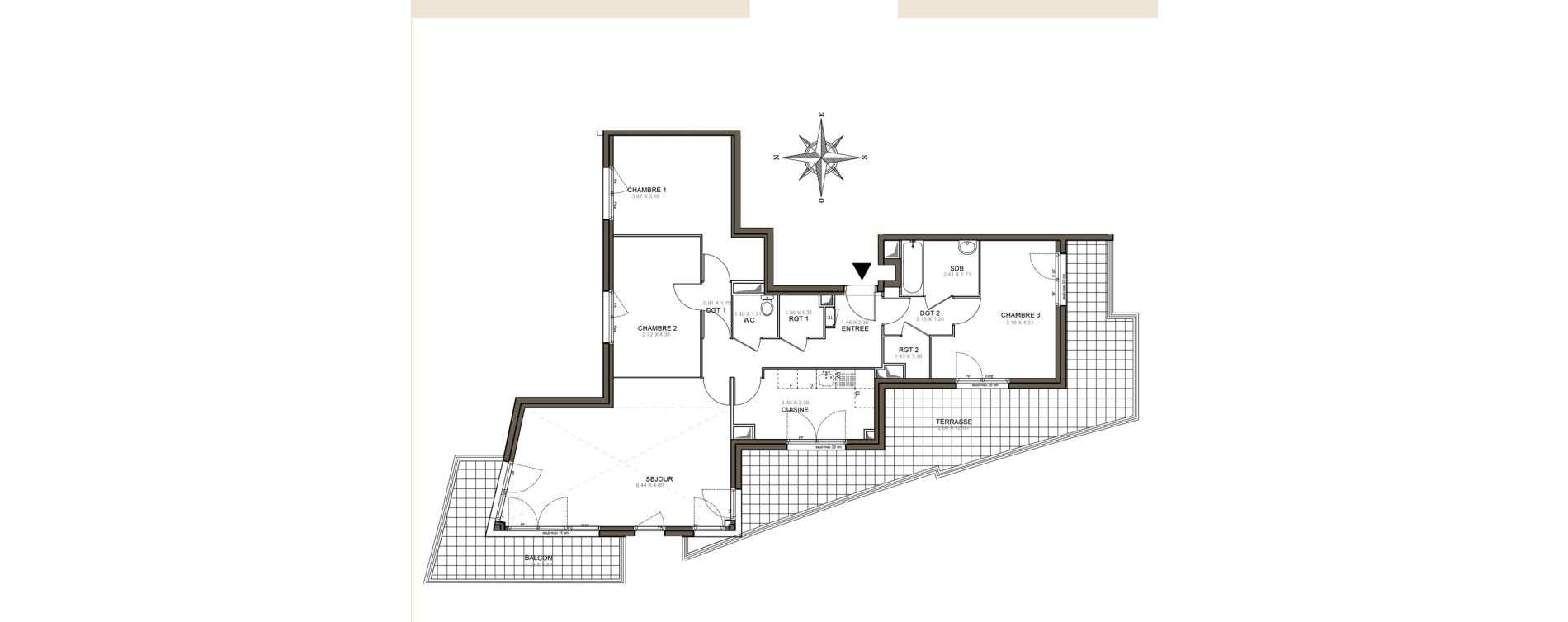 Appartement T4 de 97,92 m2 &agrave; Meaux Beauval