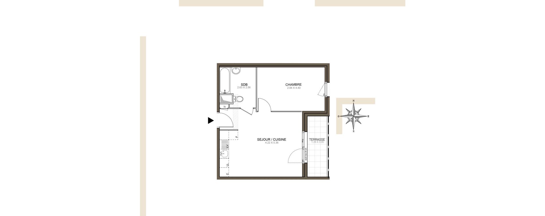 Appartement T2 de 41,06 m2 &agrave; Meaux Beauval