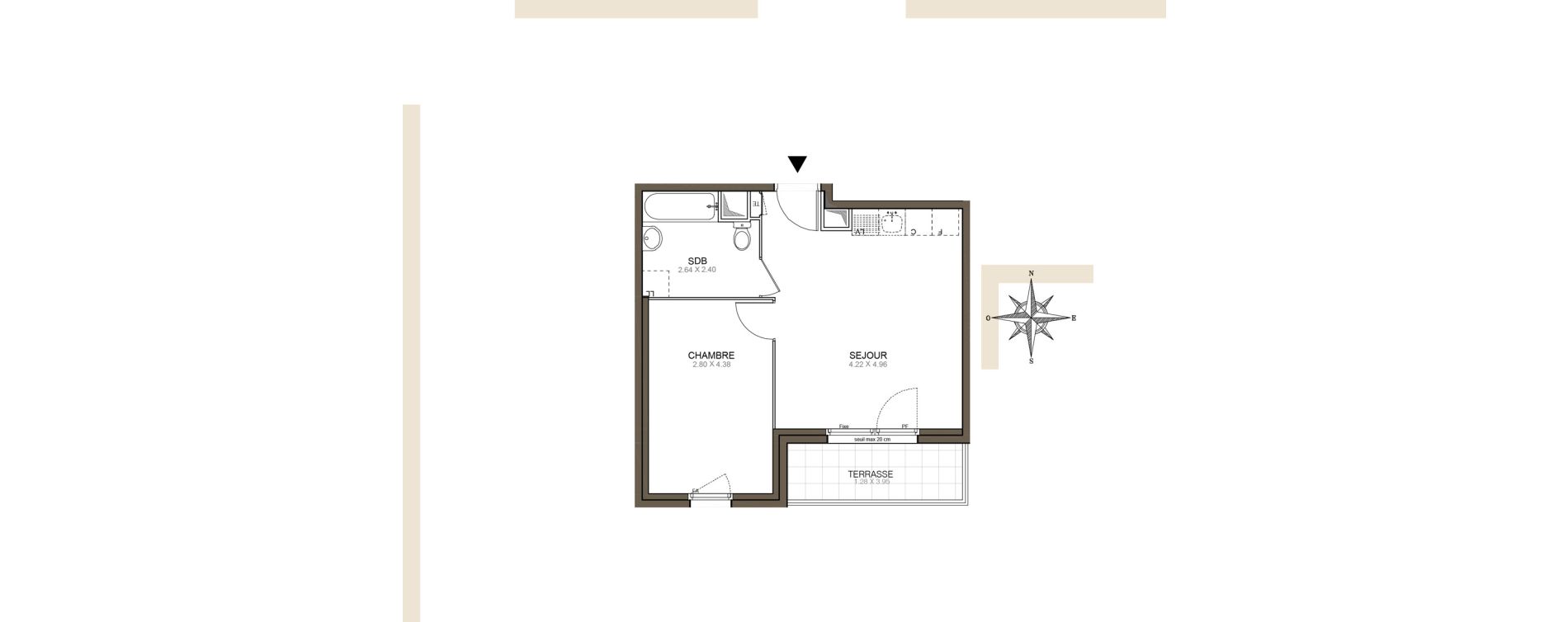 Appartement T2 de 39,68 m2 &agrave; Meaux Beauval