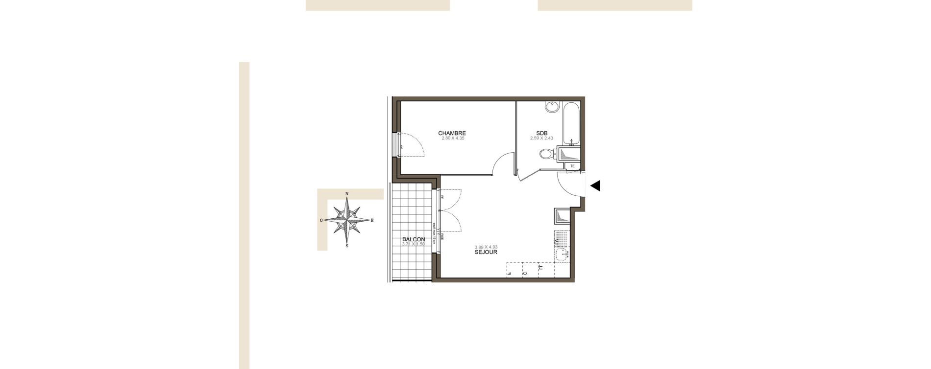 Appartement T2 de 37,53 m2 &agrave; Meaux Beauval
