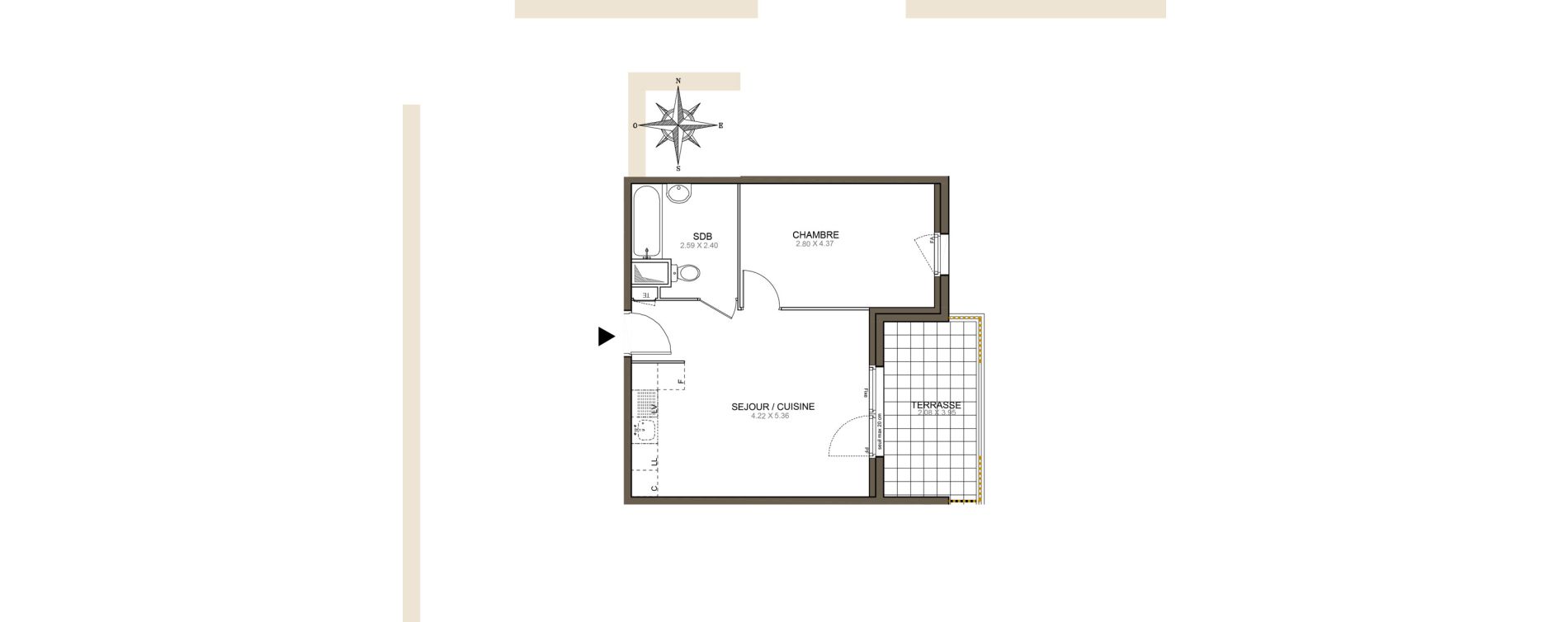 Appartement T2 de 40,82 m2 &agrave; Meaux Beauval