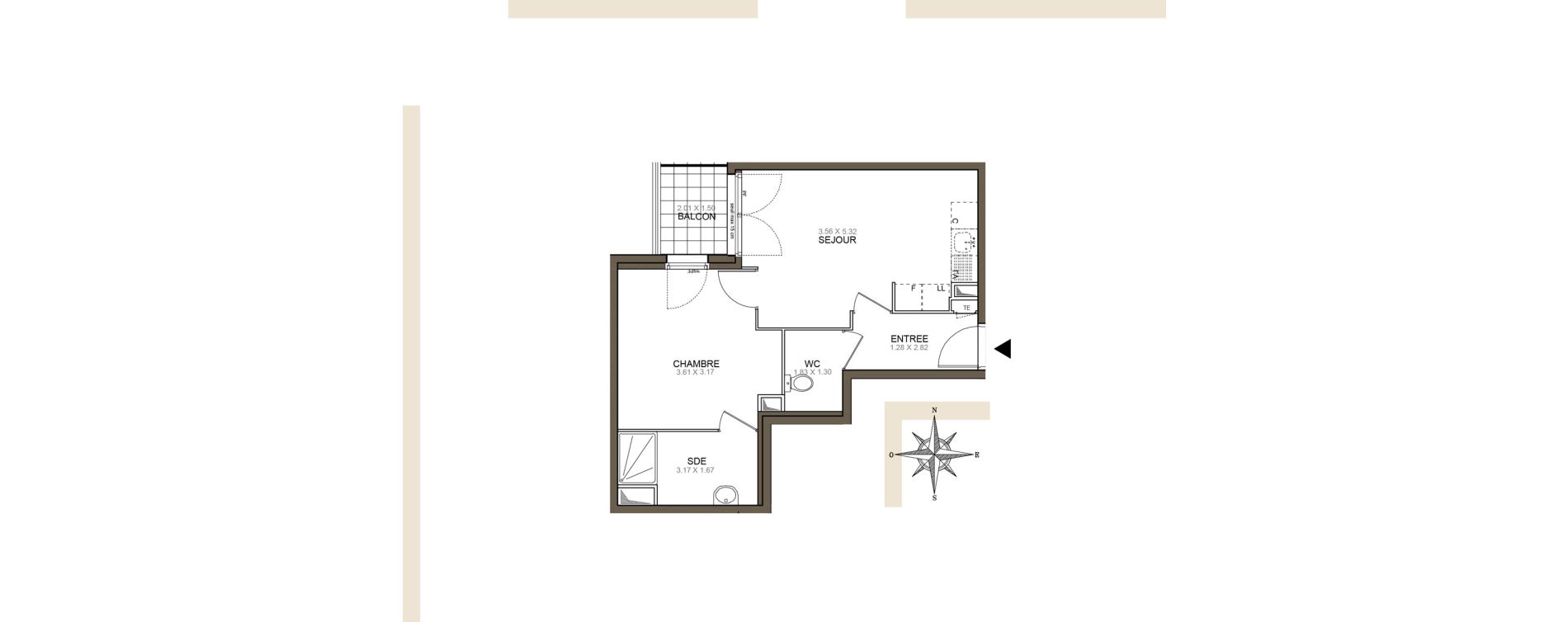 Appartement T2 de 40,10 m2 &agrave; Meaux Beauval