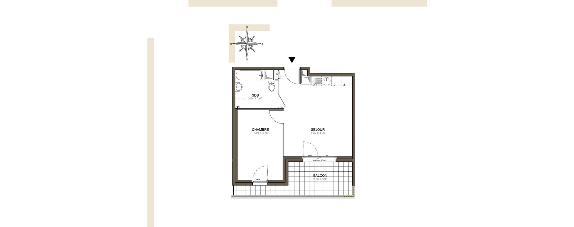 Appartement T2 de 39,69 m2 &agrave; Meaux Beauval