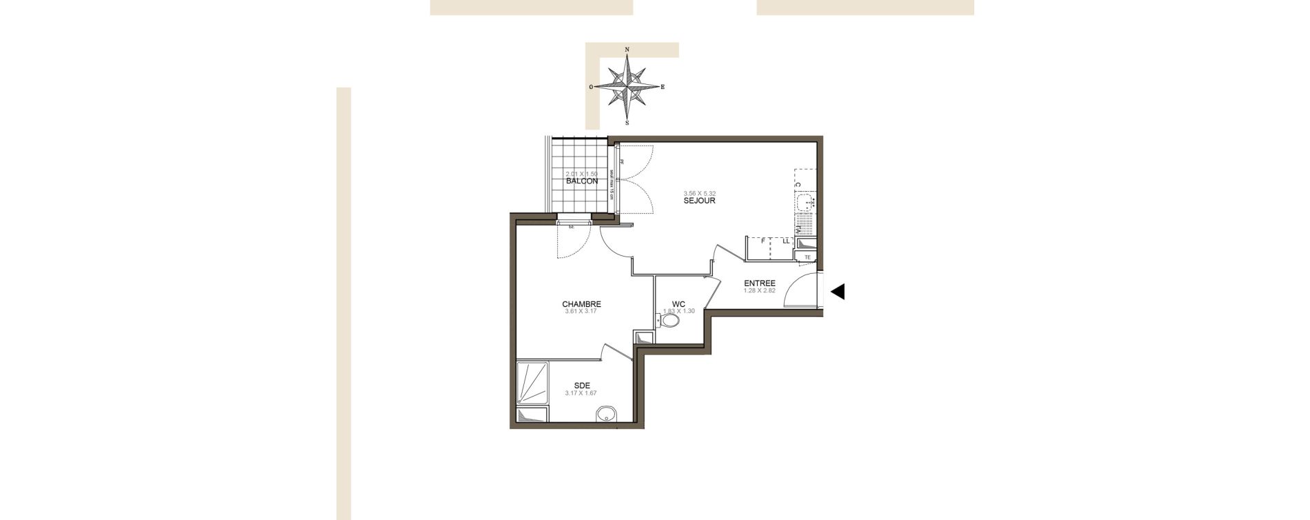 Appartement T2 de 40,10 m2 &agrave; Meaux Beauval