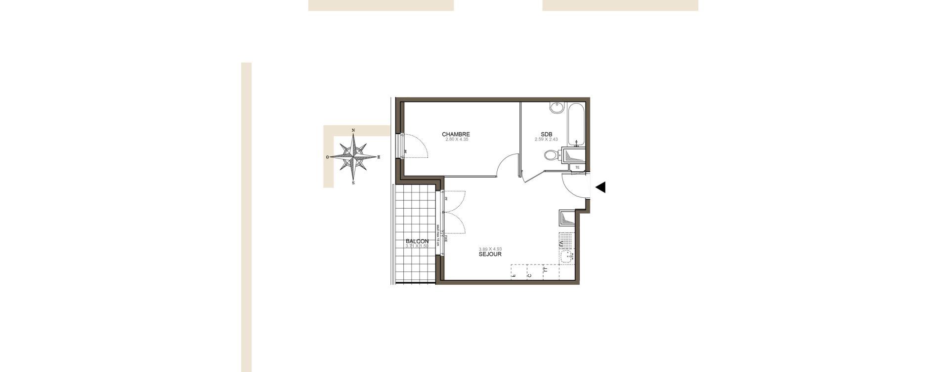 Appartement T2 de 37,53 m2 &agrave; Meaux Beauval