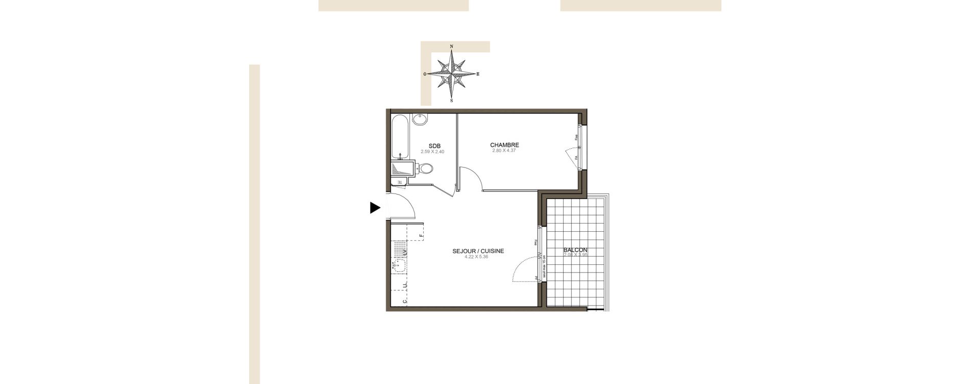 Appartement T2 de 40,82 m2 &agrave; Meaux Beauval