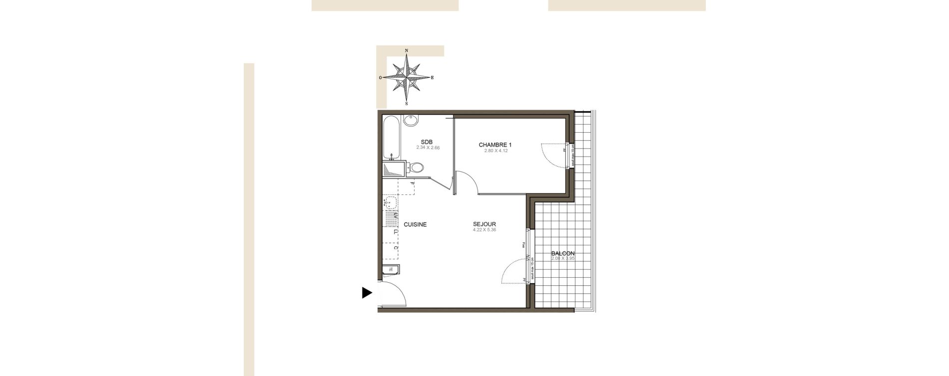 Appartement T2 de 41,20 m2 &agrave; Meaux Beauval