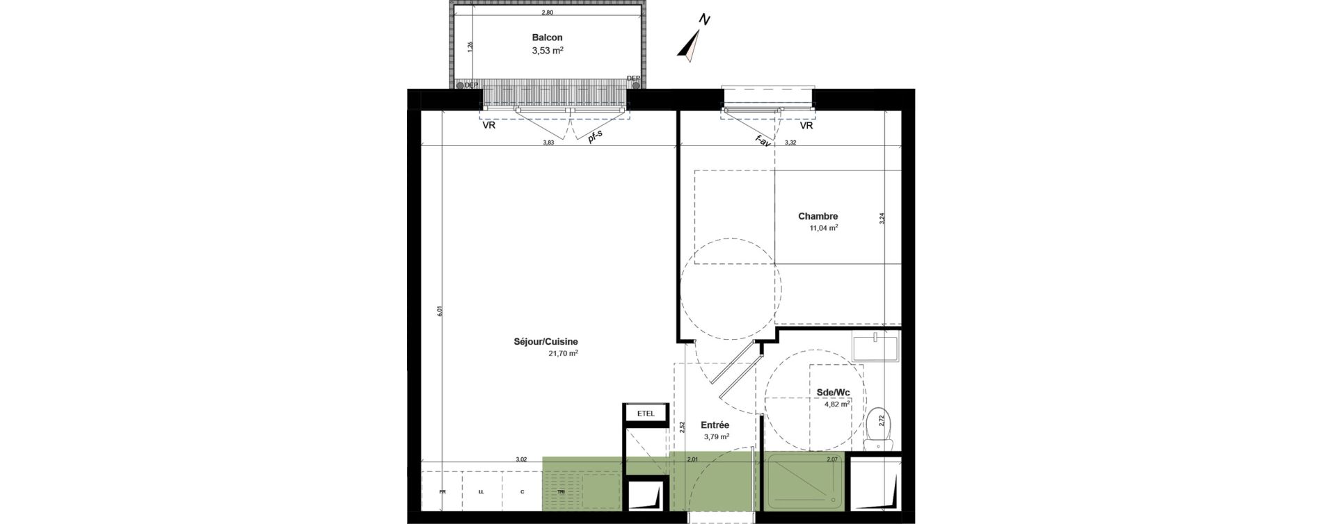 Appartement T2 de 41,35 m2 &agrave; Meaux Les allobroges