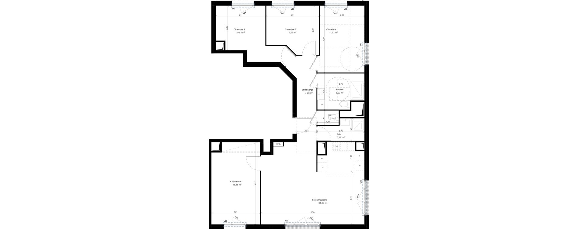 Appartement T5 de 97,53 m2 &agrave; Meaux Les allobroges