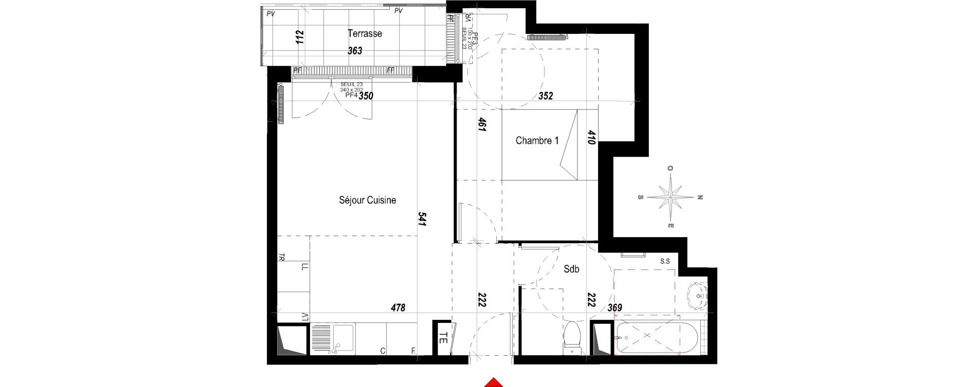 Appartement T2 de 41,88 m2 &agrave; Meaux Beauval