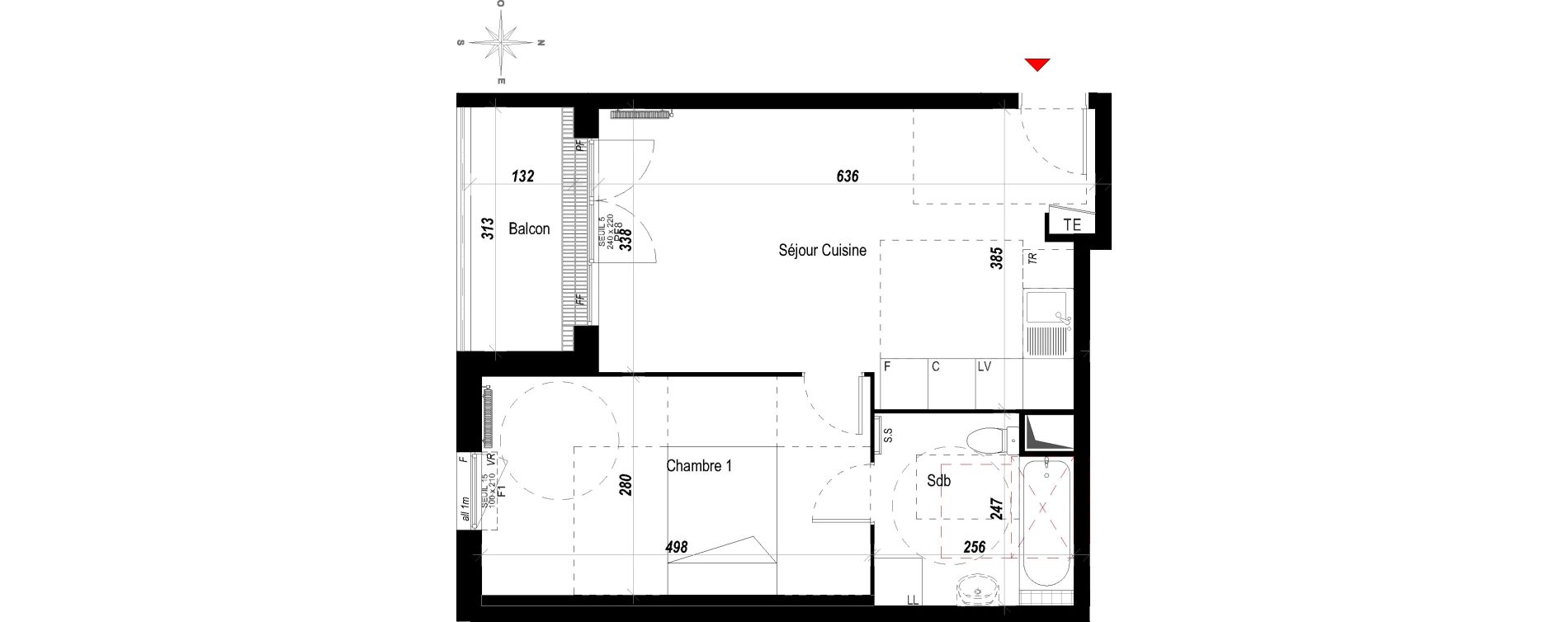 Appartement T2 de 41,88 m2 &agrave; Meaux Beauval