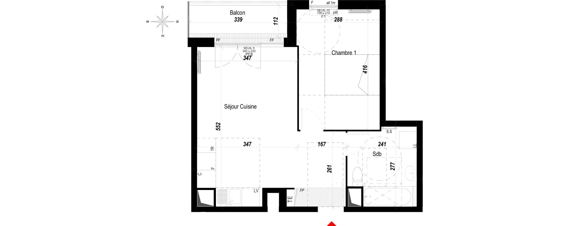 Appartement T2 de 40,21 m2 &agrave; Meaux Beauval