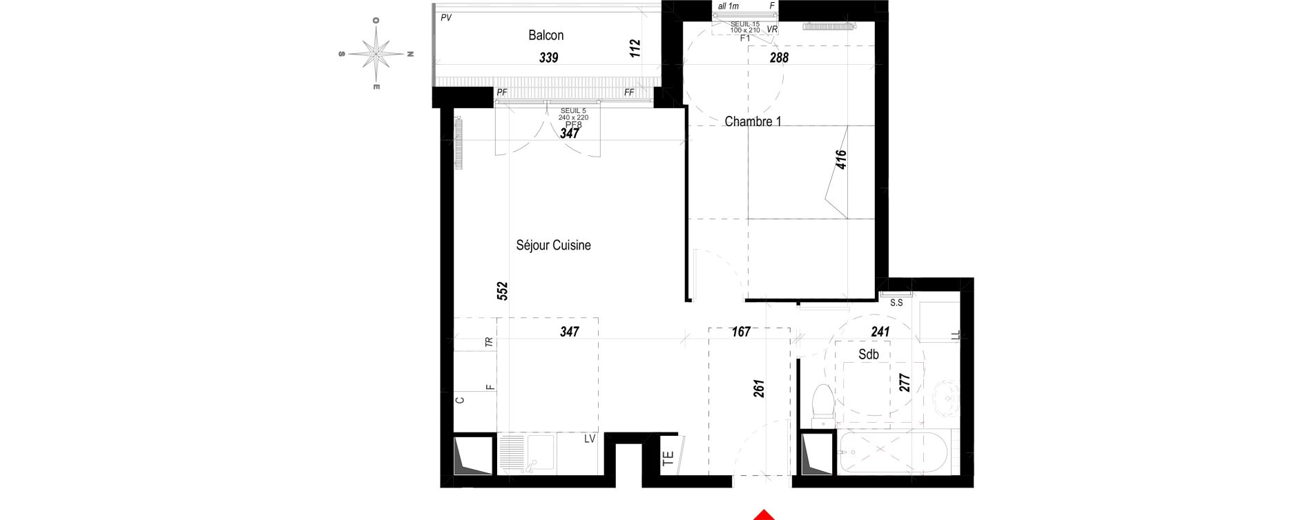 Appartement T2 de 40,21 m2 &agrave; Meaux Beauval