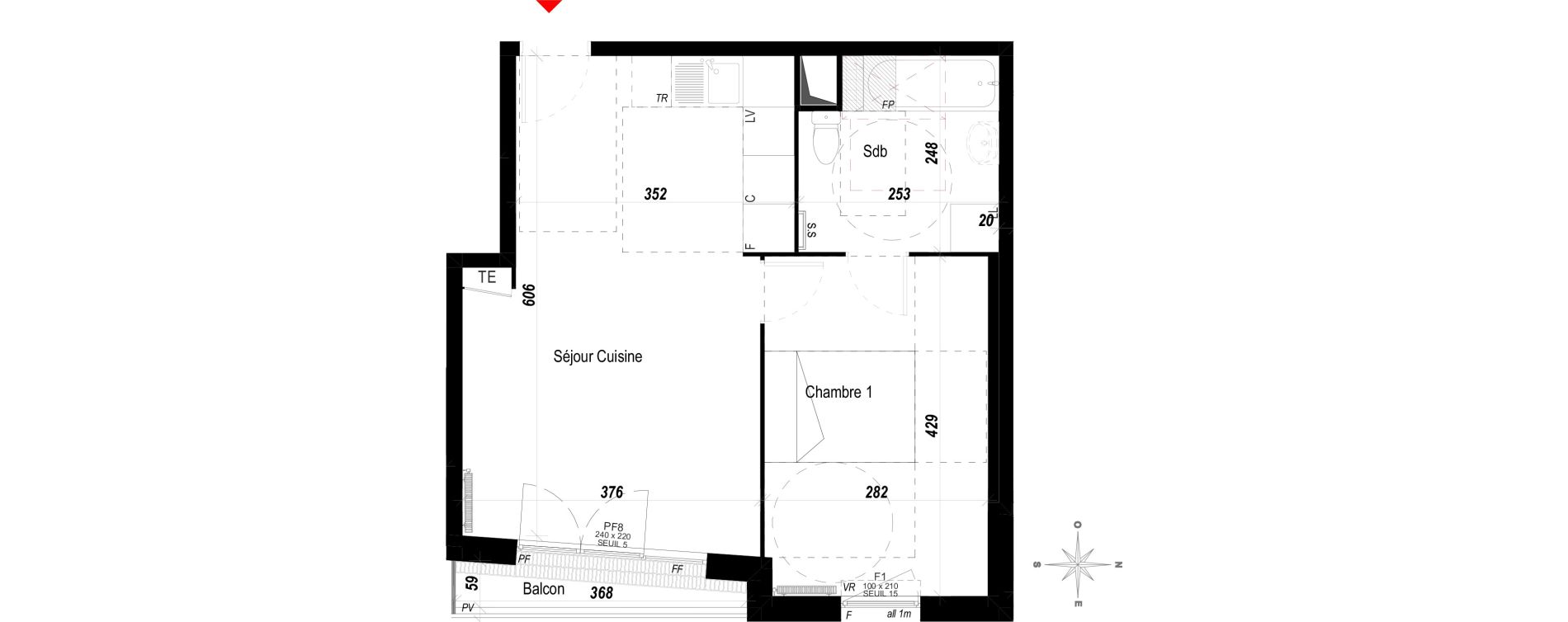 Appartement T2 de 40,29 m2 &agrave; Meaux Beauval
