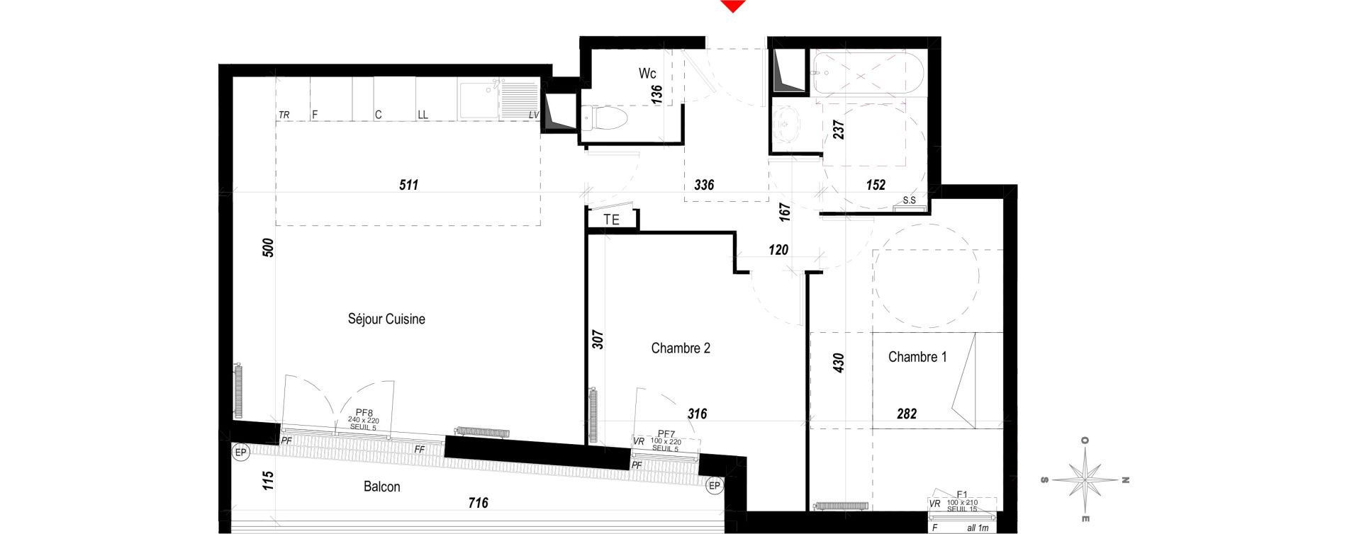Appartement T3 de 60,64 m2 &agrave; Meaux Beauval
